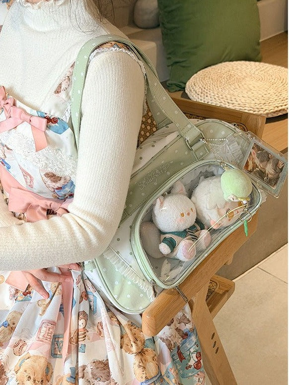 Green Ruffle Polka Dot Ita Shoulder Bag