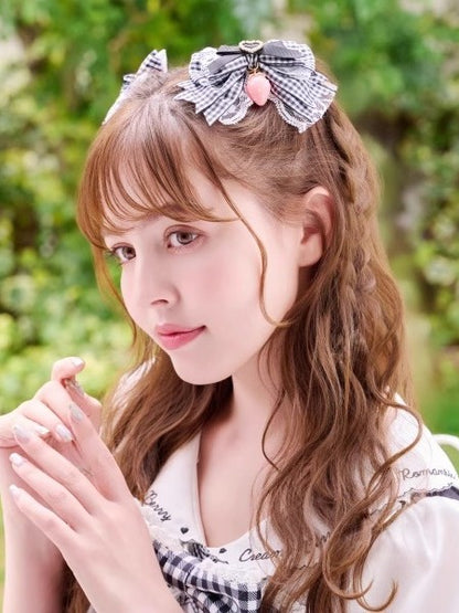 3 Color Strawberry Jirai Kei Hairclip Options Bowknot Charm