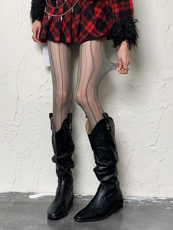 Tights Striped Pattern 6 Options Y2K Color