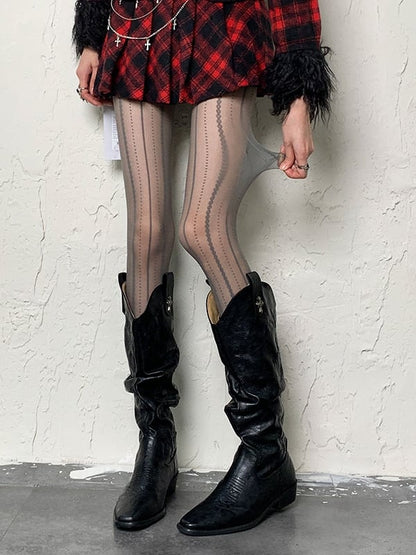 Tights Striped Pattern 6 Options Y2K Color