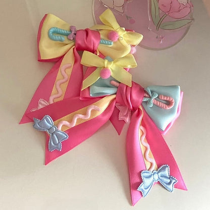 Options Available 2 Ribbon Hairclip Color Lolita Dreamy Bowknot Candy-Colored -