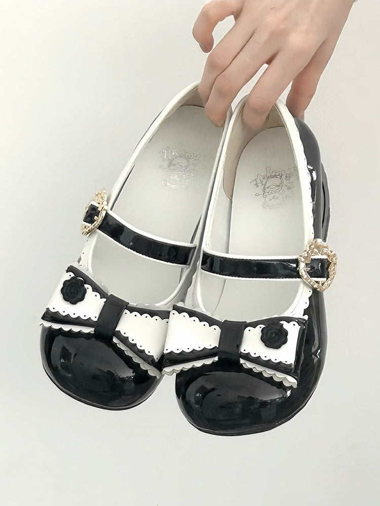 Snap  Mid-heel Narutomaki Black Mary Janes with Sweet Details Closure Lolita