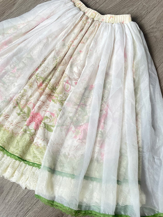 プラスロリータスカートバレーとクラシックな花柄サイズありプリントリリー