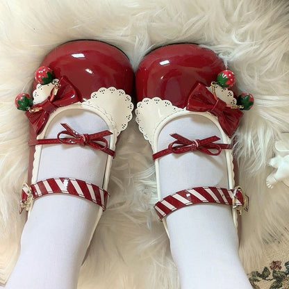 Theme Heeled Wine 2cm/4.5cm Janes Strawberry Sweet - Lolita Red Mary
