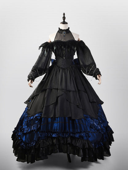 Gothic Lolita Boned High Waist Layered Long Skirt