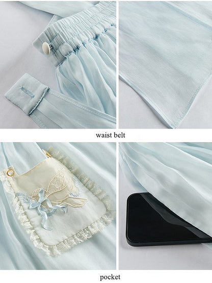 Dress and Sailor Accent Blue with Lace Light Overall Trim Pocket Lolita