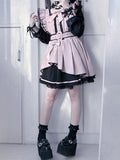Kei Rhinestone Decorated Details Jirai PinkBlack Bowknot Heart