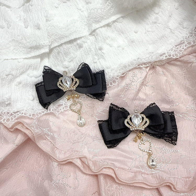 Rhinestone Clip 11 Crown Colors Kei Hair Bow Jirai