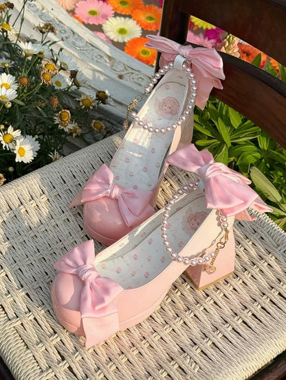 Shoes Mary Sweet Bowknot Round Pink Details Toe Janes Platform Lolita