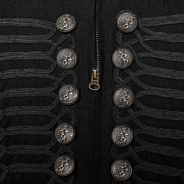 Black Men's Military Coat Vest