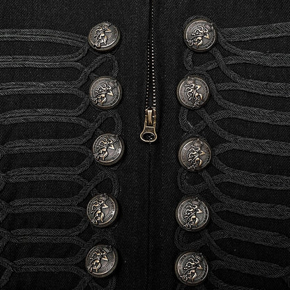 Black Men's Military Coat Vest