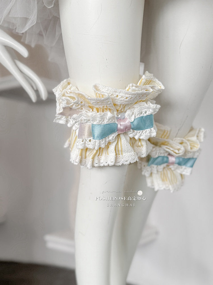 Pink and Blue Sweet Princess Puffy Tiered Ruffle Skirt Boning Dress