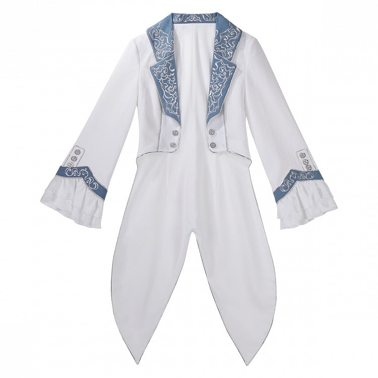 Belt+Pants Coat+Shirt+Corset Pieces Split-Tail Four Ouji Set-BlueWhite Lolita Prince