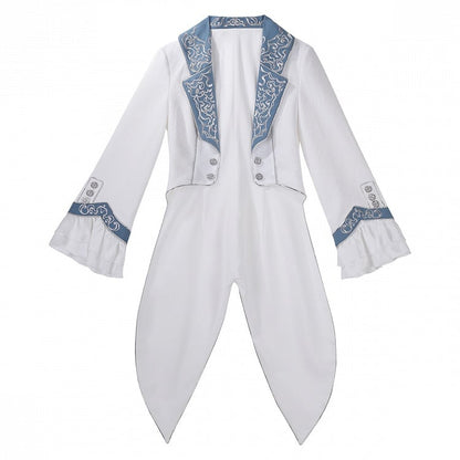 Belt+Pants Coat+Shirt+Corset Pieces Split-Tail Four Ouji Set-BlueWhite Lolita Prince