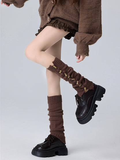 Knitted Leg Warmers With Buttons Design