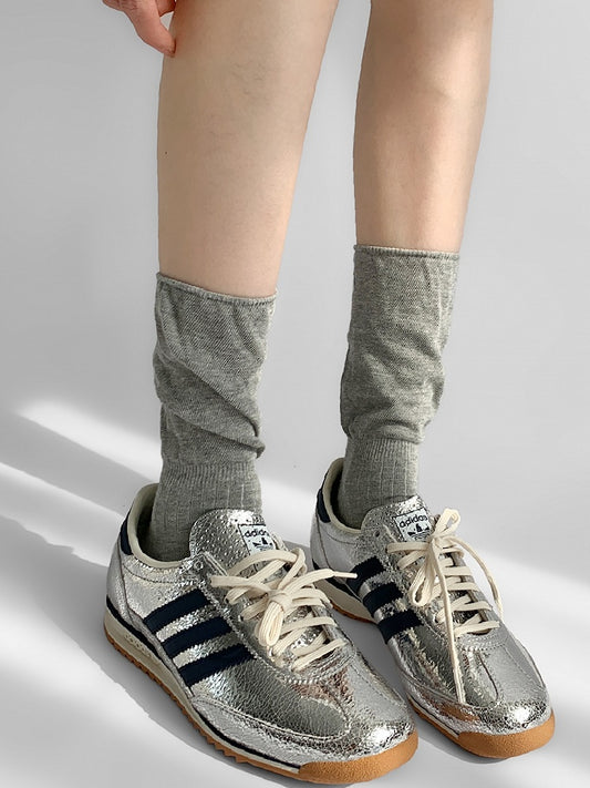 Gray Knitted Calf Socks
