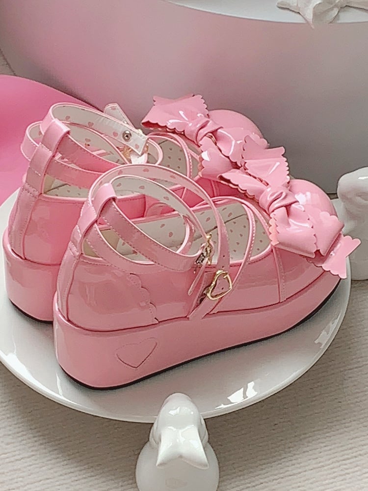Bow Pink Platform - Top Deep Shoes Lolita Sweet