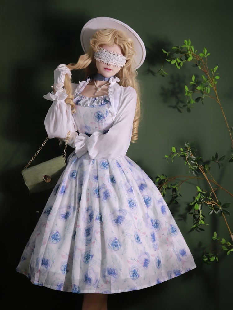 ホワイトシフォン伸縮性のある袖口のクロップドトップス