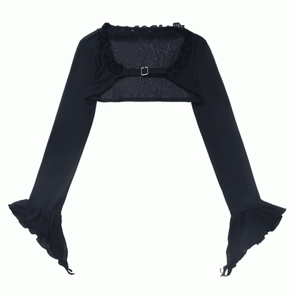 Schwarzes Crop-Top mit asymmetrischen Bündchen