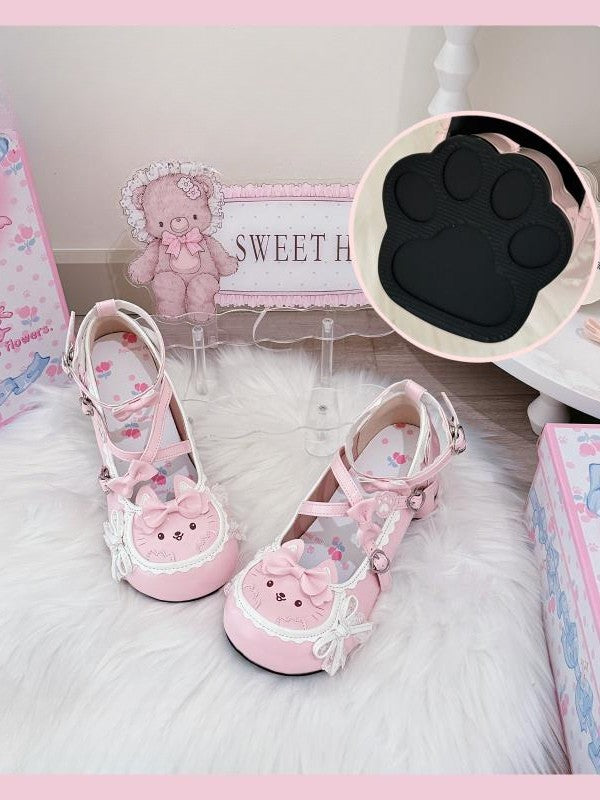 Accents Pink Leather Lolita - Mary Kitten Sweet PU Janes