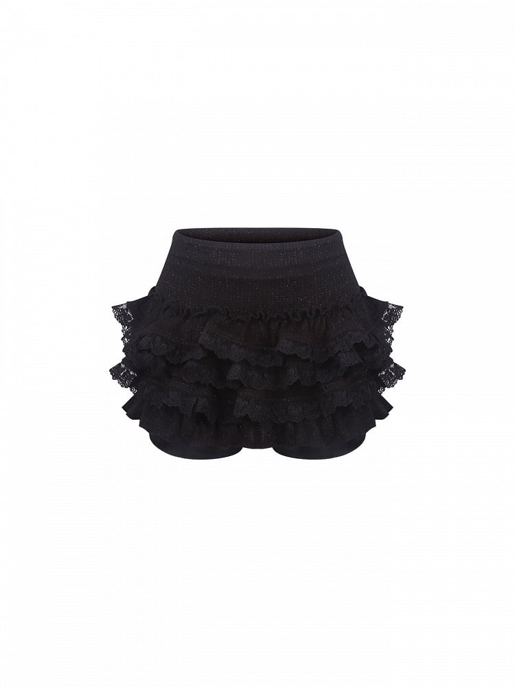Lace Dark Trim Kawaii Multi-Layered Skirt