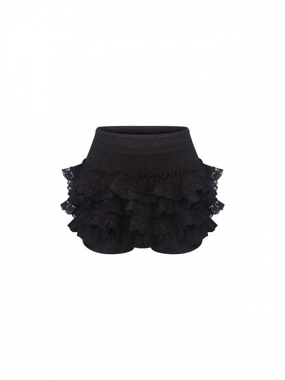 Lace Dark Trim Kawaii Multi-Layered Skirt