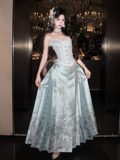 Mamian Skirt Mint Blue Hanfu Traditional - San Sheng Du