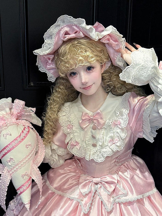 Hat Trimmed Lolita Pink/Black Sweet Lace