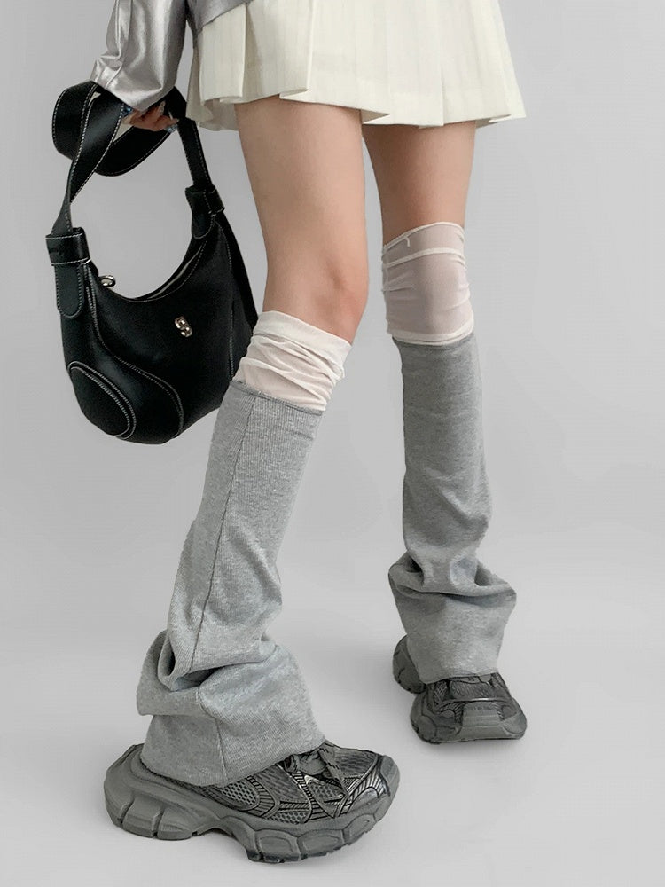 Flared Mesh-Paneled Leg Warmers