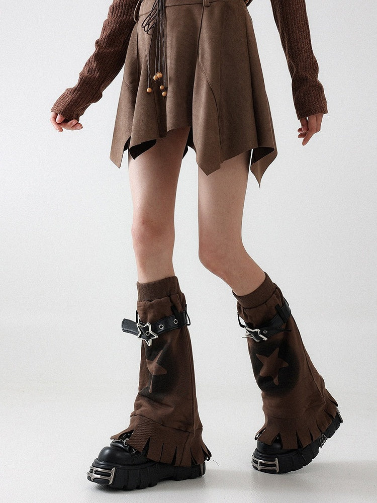 Retro Black Star Leg Warmers with Buckle - Solost