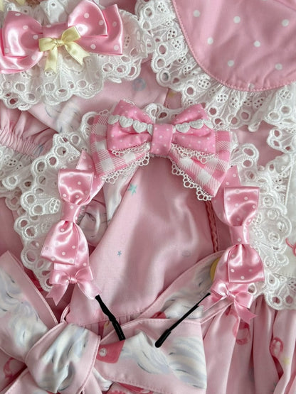 KC Lolita-Pink-Plaid mit süßen Musterdetails mit Tupfen und Schleife