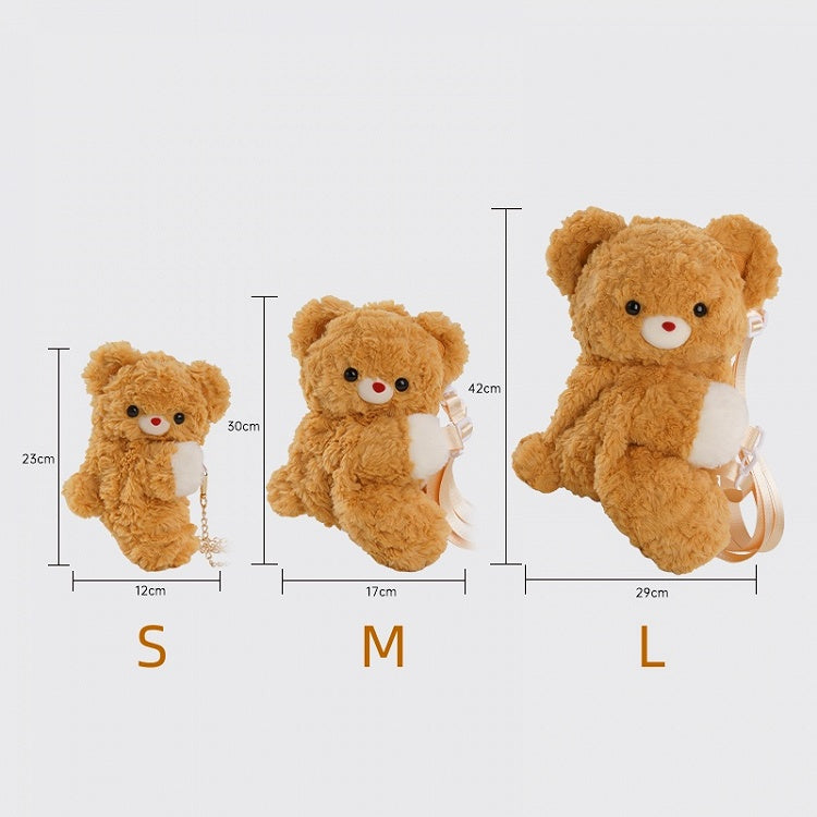 Dunkelgelber Bär Plüsch Rucksack Umhängetasche Klein/Mittel/Groß