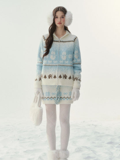 Skirt Pattern BlueWhite Kawaii Details Snowflake with