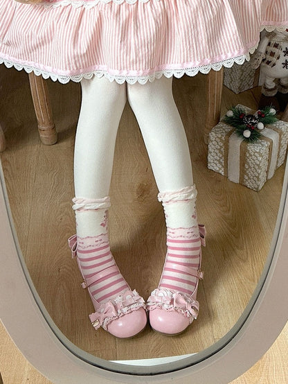Mary Accents Janes Ear Pink Low-heel - Sweet PU Bear Lolita
