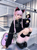 Bangs Double Braided Full 55CM Wig with 30CM Pink Straight Clip Ponytails Short Claw