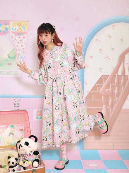ピンクパンダのピーターパンカラードレス