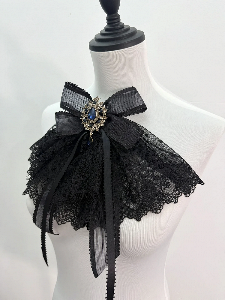 Gothic Lolita Fliege Jabot Schwarz