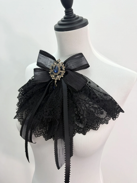 Gothic Lolita Bowtie Jabot Black