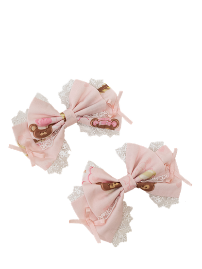 Bowknot Mint Hairclips Green / Pink