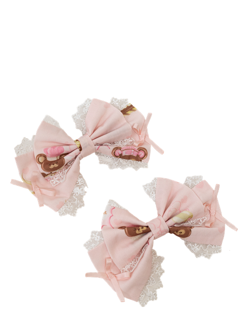 Bowknot Mint Hairclips Green / Pink