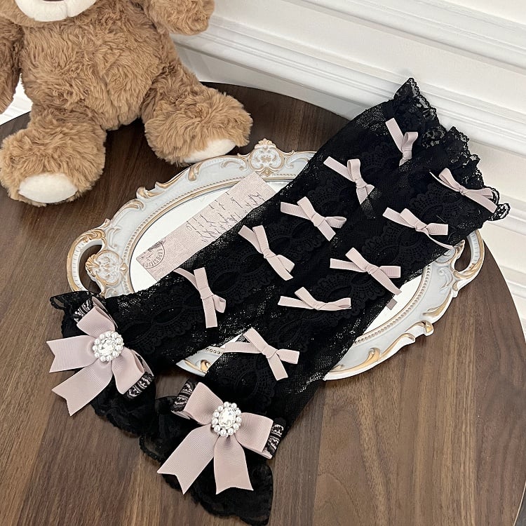 Colors Jirai Bowknot Kei Details 5 Lace Wrist Cuffs with