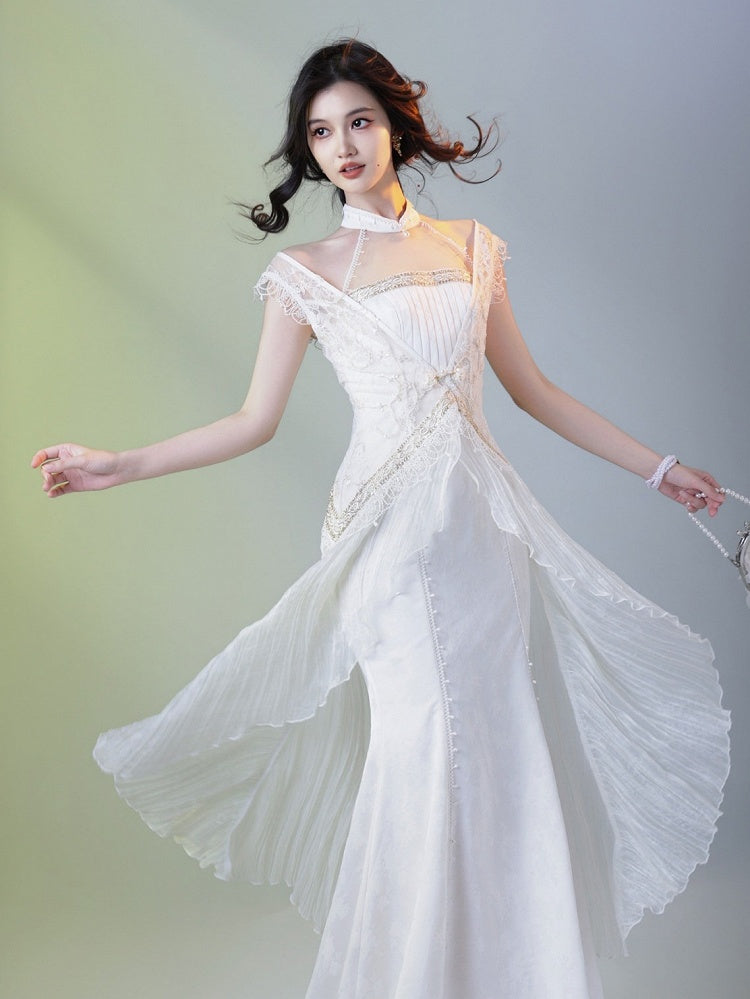 Moonlight Lace Outwear Fairy Style Long Mermaid Dress - sijinstudio