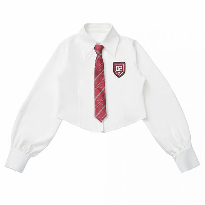 White with Logo Regular/Cutout Cropped Numeric Shirt