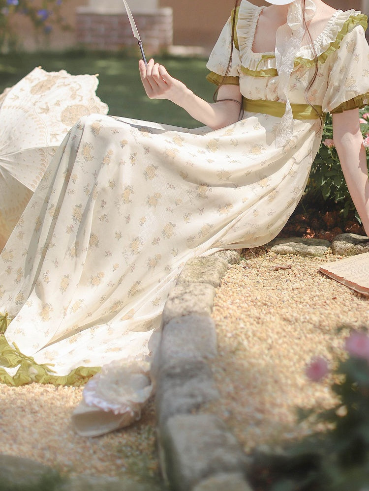 Stück Empire Taille Grün Taillengürtel Elegante Klassische Lolita One mit Blumenkleid