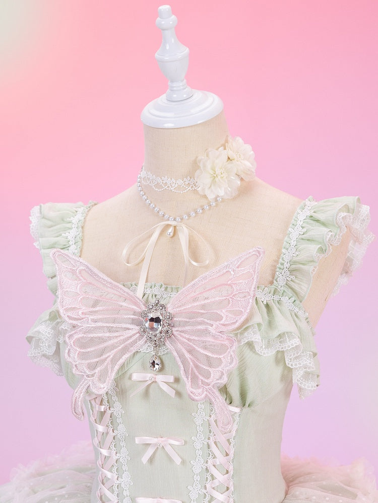 Pink Embroidered Lace Butterfly - DevilInspired Exclusive Collection