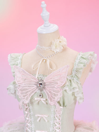 Pink Embroidered Lace Butterfly - DevilInspired Exclusive Collection