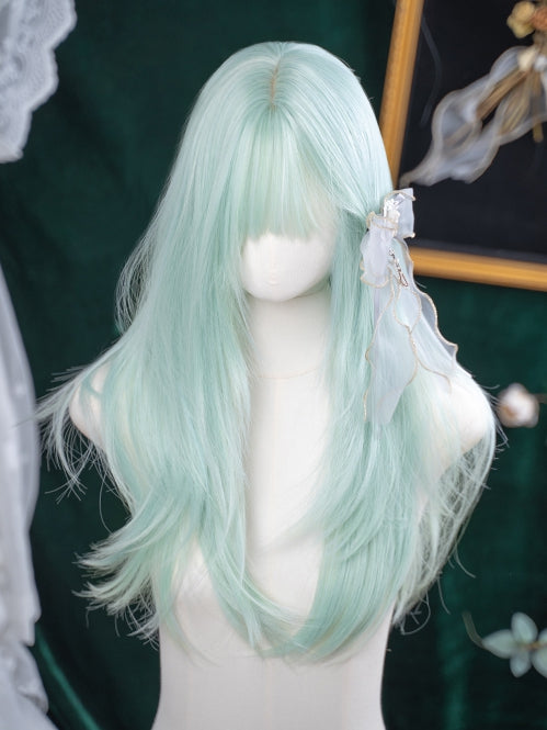 Long Wig with 66cm Straight Bangs Air Mint Green