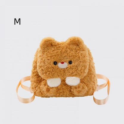 Dunkelgelber süßer Bären-Plüsch-Rucksack mit Klappe, mittlere/große Größe
