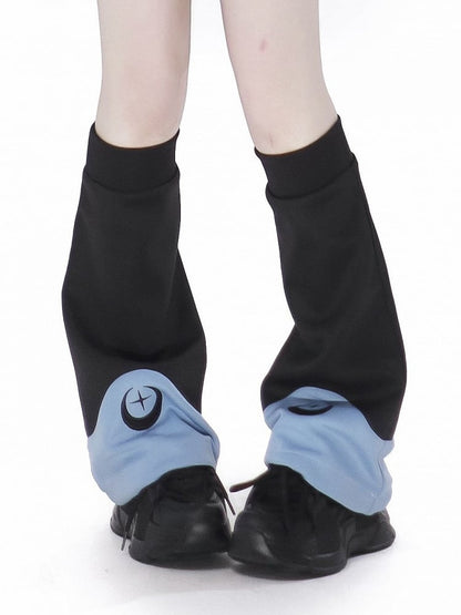 and Star Embroidery Black Warmers Blue Moon Leg