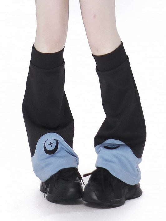 and Star Embroidery Black Warmers Blue Moon Leg